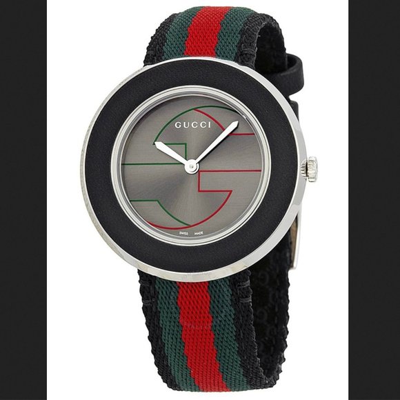 NIB Auc Gucci Swiss U-Play Red, Green and Black Nylon Strap Watch 35mm Y… - Picture 10 of 16
